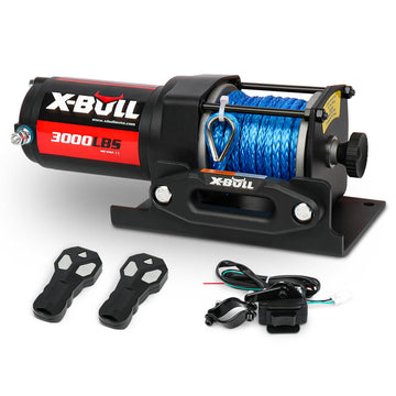 X - BULL Electric Winch 12V 3000lbs/1360kg Synthetic Rope 2 Wireless remotes BOAT ATV UTV 4WD - RnR Galore
