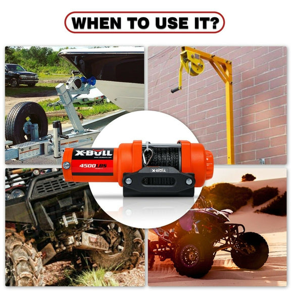 X - BULL Electric Winch 12v Synthetic Rope 4500LBS Wireless Remote ATV UTV 2041KG - RnR Galore