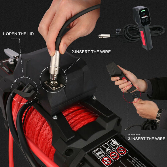 X - BULL Electric Winch 12V Synthetic Rope Wireless 14500LB Remote 4X4 4WD Boat - RnR Galore