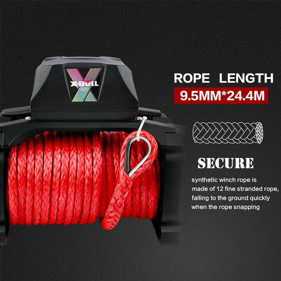 X - BULL Electric Winch 12V Synthetic Rope Wireless 14500LB Remote 4X4 4WD Boat - RnR Galore
