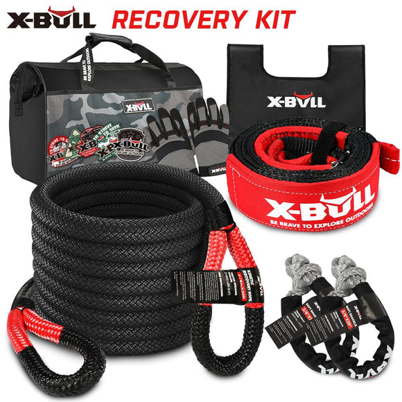 X - BULL Recovery Kit 4X4 Off - Road Kinetic Rope Snatch Strap Winch Damper 4WD13PCS - RnR Galore