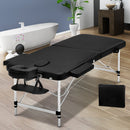 Zenses Massage Table 70cm 2 Fold Aluminium Massage Bed Portable Beauty Therapy Black - RnR Galore