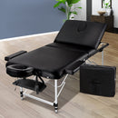 Zenses Massage Table 75cm 3 Fold Aluminium Beauty Bed Portable Therapy Black - RnR Galore
