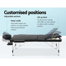 Zenses Massage Table 75cm 3 Fold Aluminium Beauty Bed Portable Therapy Black - RnR Galore