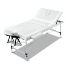 Zenses Massage Table 75cm 3 Fold Aluminium Beauty Bed Portable Therapy White - RnR Galore