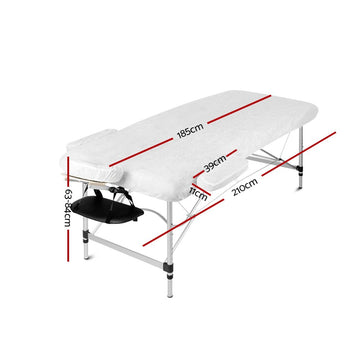 Zenses Massage Table 80cm 3 Fold Aluminium Beauty Bed Portable Therapy Black - RnR Galore